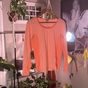 Eddie Bauer Women's Orange Striped Long Sleeve Knit Top Size M